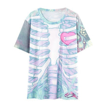 Load image into Gallery viewer, Skull Bone Heart Print Casual T-Shirt