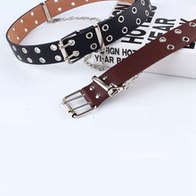 Load image into Gallery viewer, Double -Grommet-Leather-Belt