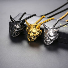 Load image into Gallery viewer, Horn-Skull-Pendant-Necklace.jpg