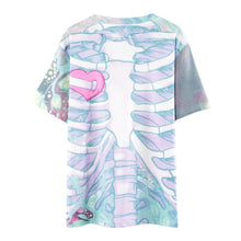 Load image into Gallery viewer, Skull Bone Heart Print Casual T-Shirt