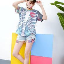 Load image into Gallery viewer, Skull Bone Heart Print Casual T-Shirt