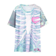 Load image into Gallery viewer, Skull Bone Heart Print Casual T-Shirt