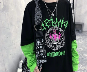 Letter Print Patchwork Women T-Shirt