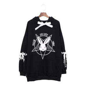Pentagram Print Gothic Punk Hoodie