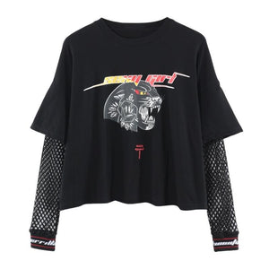 Casual Leopard Print Patchwork Tee