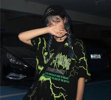 Load image into Gallery viewer, Women-Lightning-Letter-Print-T-shirt.jpg
