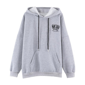 Women Fleeces Head Embroidery Hoodies